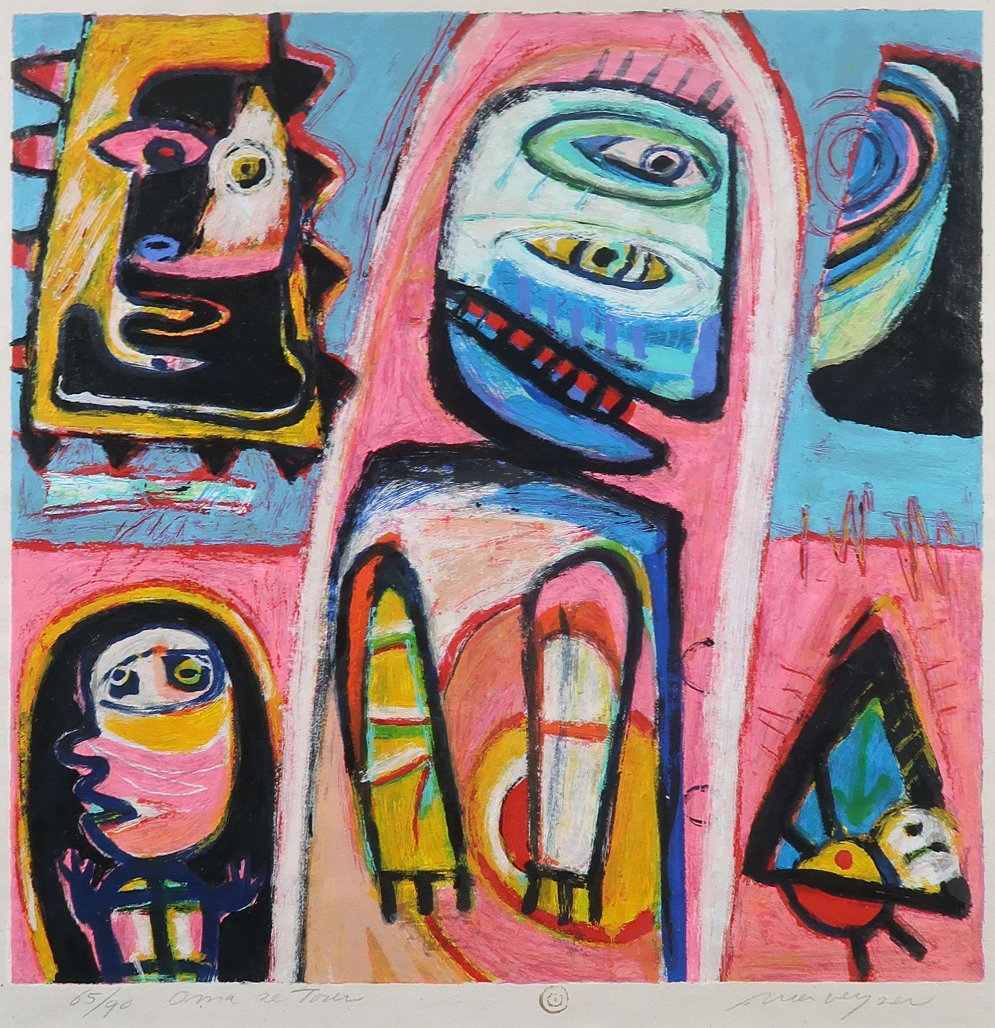 Henk Vierveijzer - Zeefdruk, Oma ze toren - Ingelijst kopen? Bied vanaf 60!