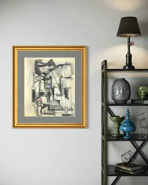 Silvin Bronkart - Prächtige und großformatige abstrakte Komposition aus dem Jahr 1953 kopen? Bied vanaf 800!