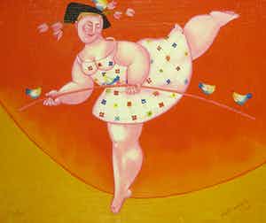 Ada Breedveld - Zeefdruk op geschept papier, Koordanseres verkocht voor € 50!