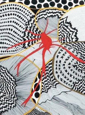 Hans Schoots - Gouache en inkt op papier, Zonder titel - Ingelijst kopen? Bied vanaf 1!