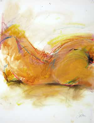 Franscz Witte - Olieverf en krijt op papier, Liggend figuur verkocht voor € 35!