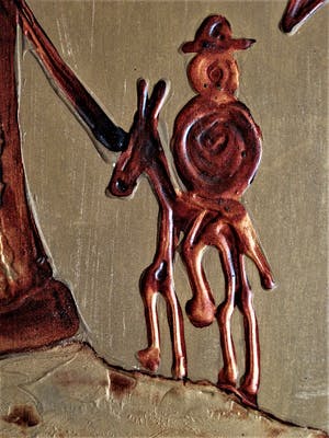 Niet of onleesbaar gesigneerd - Bijzonder olieverf op Koperplaat "Don Quichot de la Mancha" gesigneerd kopen? Bied vanaf 10!
