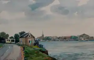 Gerrit Neven - Ingelijste aquarel: IJssel - 1997 verkocht voor € 250!