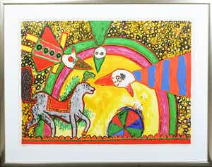 Corneille - Zeefdruk, Zonder titel- Ingelijst (Groot) verkocht voor € 300!