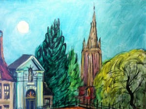 Niet of onleesbaar gesigneerd - Stadsgezicht kopen? Bied vanaf 75!