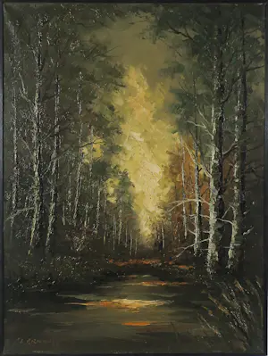 Gerardus Johannes Ernens - Olieverf op doek, Landschap met bomen - Ingelijst kopen? Bied vanaf 80!