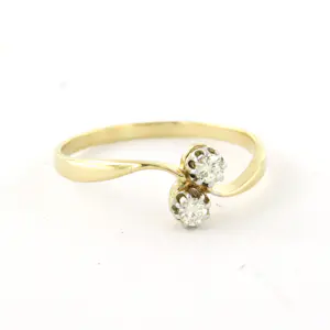 14k geel gouden ring met briljant geslepen diamant tot. 0.14ct – F/G - VS/SI kopen? Bied vanaf 185!