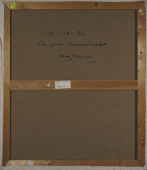 Sieg Maandag - Olieverf op doek, De grote masturbator kopen? Bied vanaf 100!