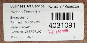 Yvonne Zomerdijk - Zeefdruk 40/40 Sweet cherry kopen? Bied vanaf 20!