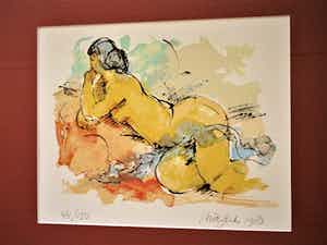 Nic Jonk - gesigneerde -Beperkte Oplage - Zeefdruk - Voloptueus liggend vrouwelijk naakt verkocht voor € 10!