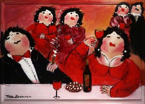 Theo Broeren - Acryl op doek, Aan de borrel - Ingelijst (Groot) kopen? Bied vanaf 180!