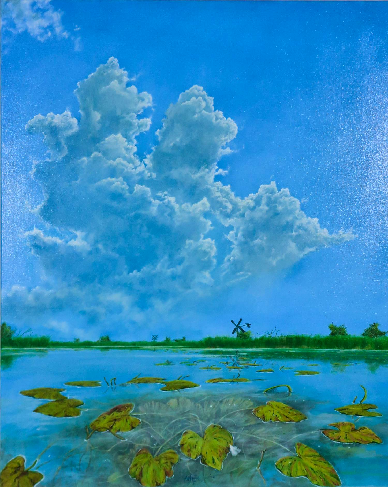 Ad Swier - Olieverf op doek, De weerribben kopen? Bied vanaf 200!