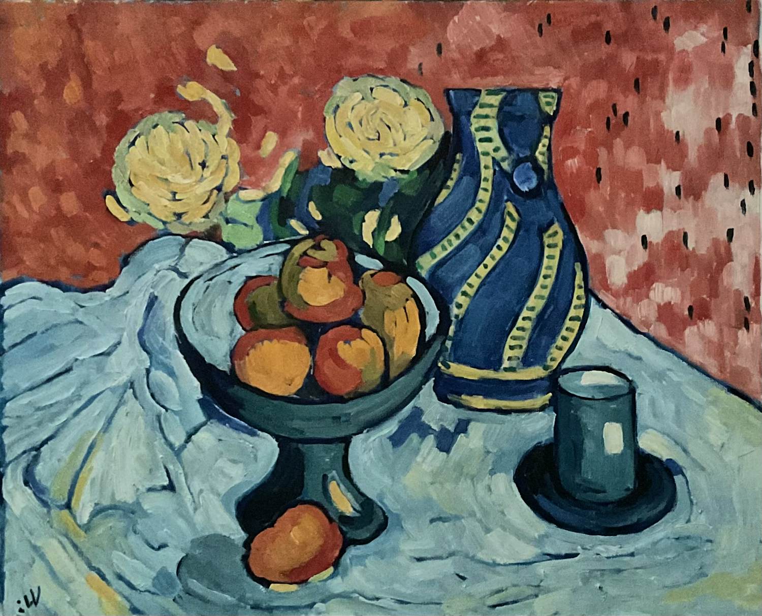 Jan Willem Versteeg - Nature morte avec Vase décoré en bleu kopen? Bied vanaf 145!