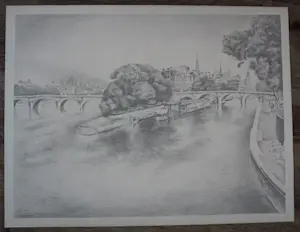 Wim Schuhmacher - Litho: Ile de la Cité - 1947 kopen? Bied vanaf 60!