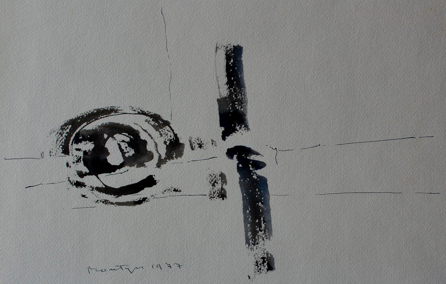 Jan Montyn - Aquarel in blauw/zwart: "Klooster Thonburi" - 1977 kopen? Bied vanaf 249!