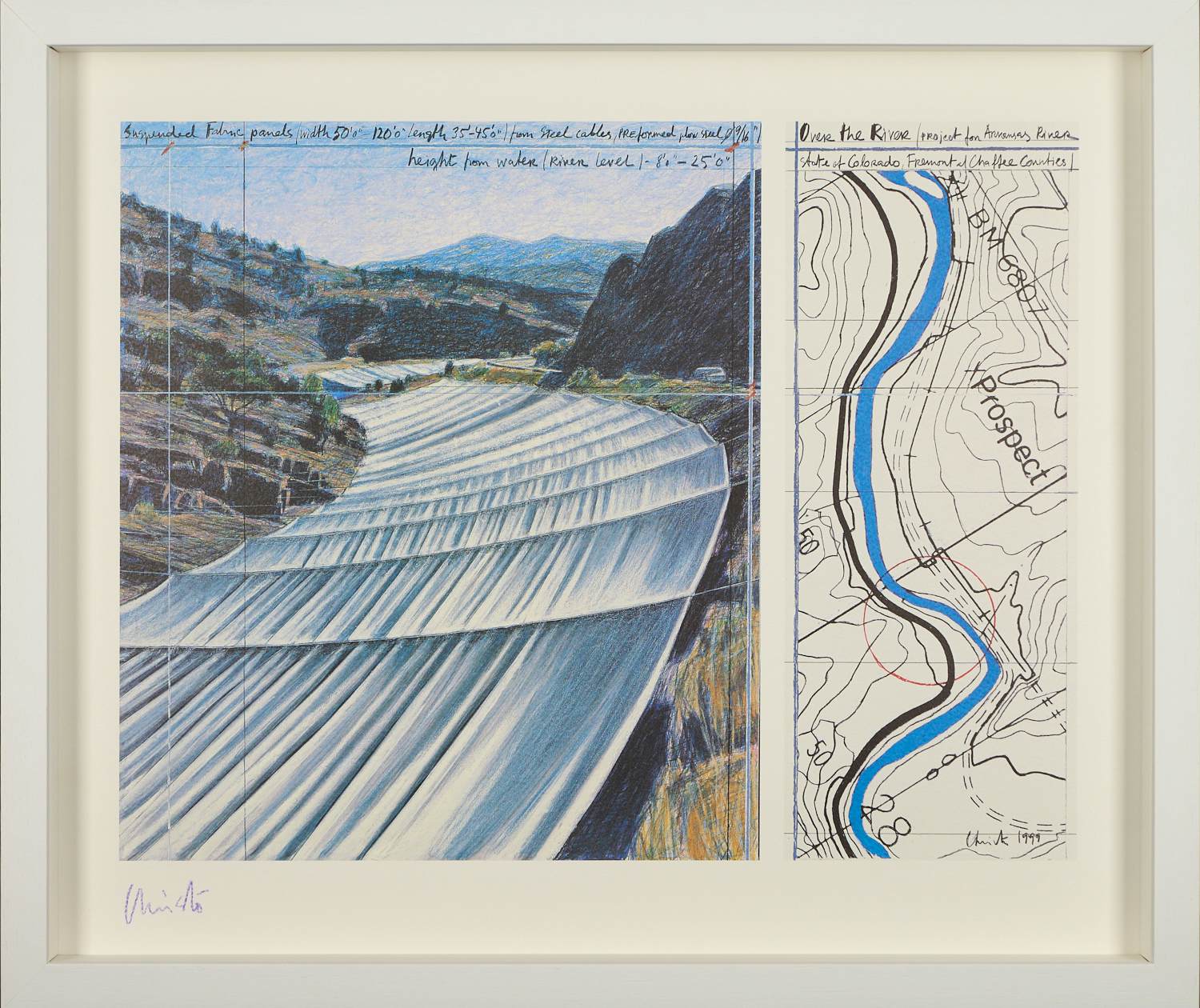 Christo - Gesigneerd »Over The River, Project for the Arkansas River, 1992-2017« verkocht voor € 590!