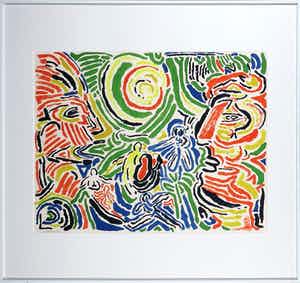 Pieter Holstein - Litho, Spoor van daden - Ingelijst verkocht voor € 35!