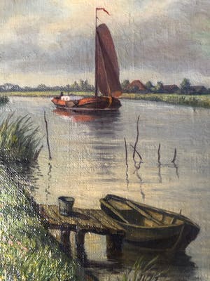 Gerrit N. Woudt - 1911-1983 Zaans landschap kopen? Bied vanaf 150!