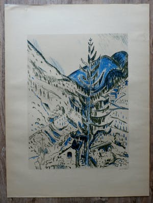 Jan Wiegers - Kleurenlitho: Alpenlandschap rond Davos - 1947 kopen? Bied vanaf 125!