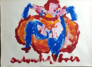 Anton Heyboer - Can Can Danseres - Zeer groot 78 x 107 cm - Dik geschilderd - verkocht voor € 250!