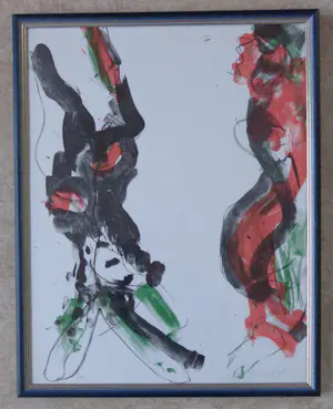 Ger Lataster - ABSTRACTE FIGUREN / KLEURLITHO / 69x55cm / KADER / SIG / 1988 kopen? Bied vanaf 60!