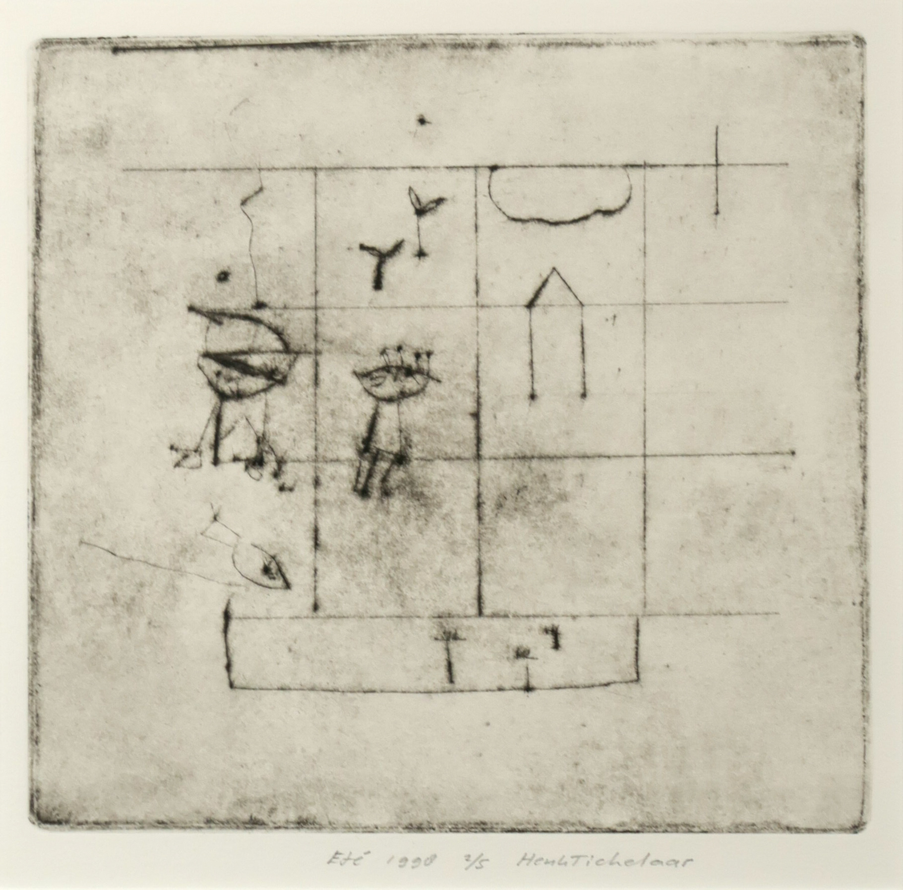 Henk Tichelaar - Droge naald op papier, Eté kopen? Bied vanaf 35!