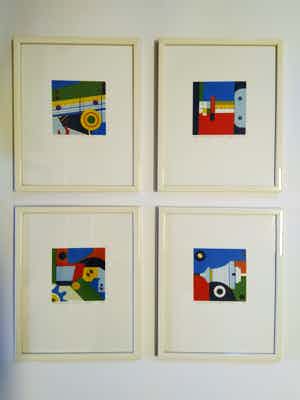 Bob Kemper - "Techniek in de jaren '90." 1991, Serie van vier zeefdrukken. verkocht voor € 100!