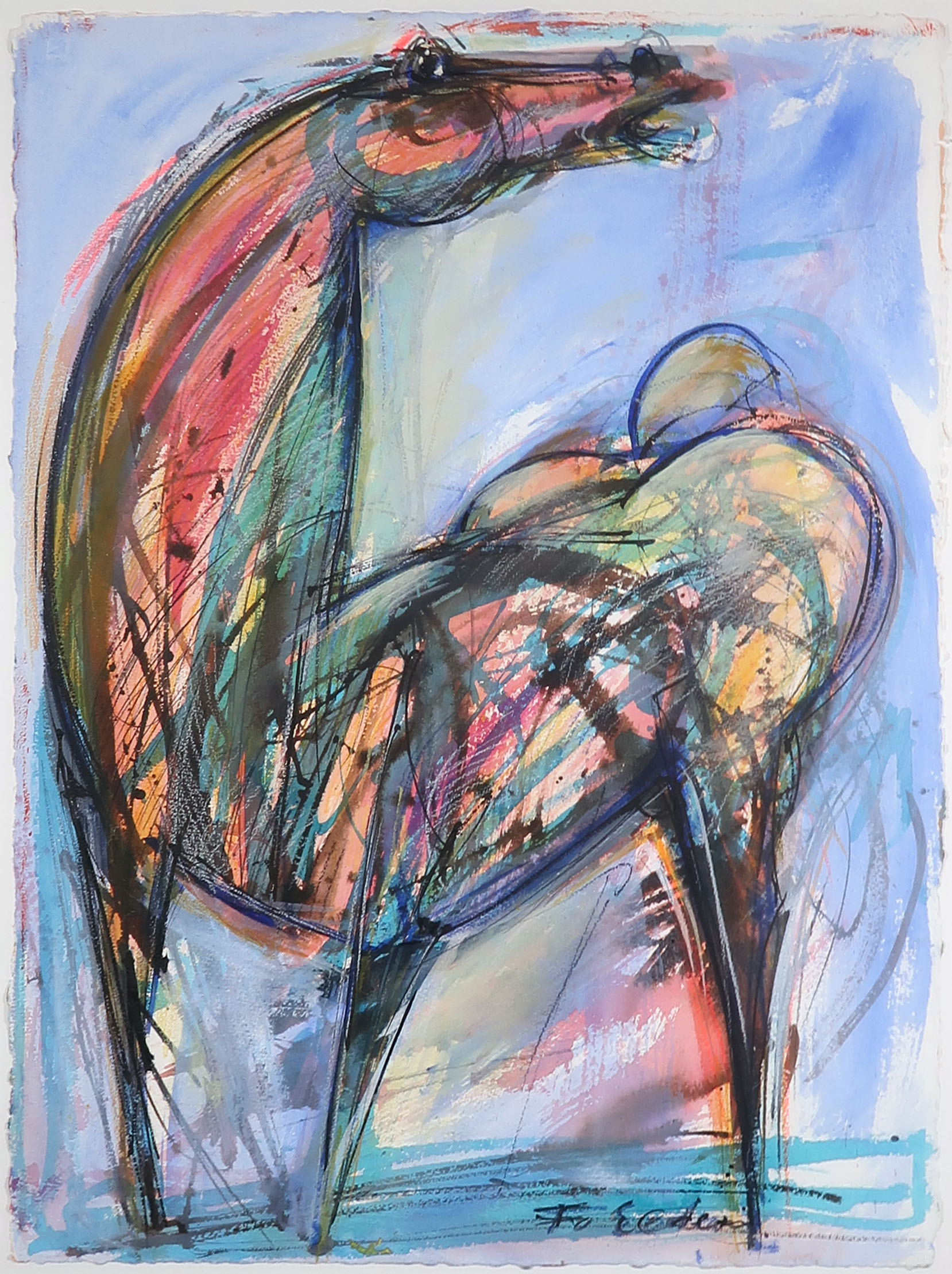 Frits van Eeden - Gemengde techniek op papier, Horse - Ingelijst (Groot) kopen? Bied vanaf 100!