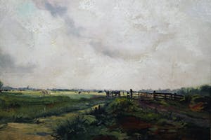 Theo Goedvriend - maroufle (olieverf op doek op paneel) - landschap kopen? Bied vanaf 199!