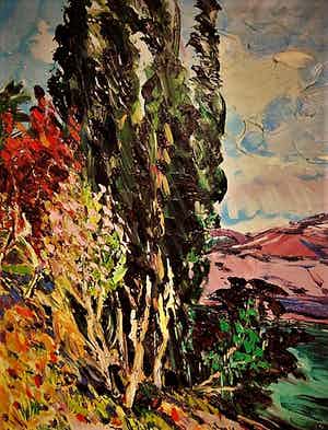 Daniel Wilhelm Bekking - Pasteus & Expressionistisch olieverf "Populieren bij Vers - Frankrijk" verkocht voor € 30!