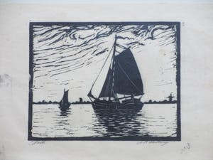 Antonius Hubertus Nordberg - Tjalk - Houtsnede kopen? Bied vanaf 40!