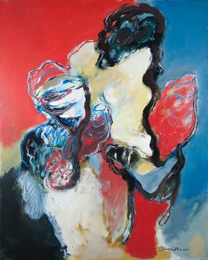 Bert Braam - Acryl op doek, De roze waaier kopen? Bied vanaf 80!