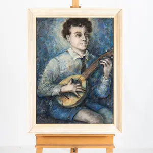 Arnold van de Laar - Portret jongeman met banjo kopen? Bied vanaf 75!