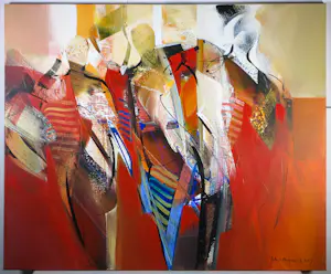 Peter Meijer - Acryl op doek, Onverwacht bezoek - Ingelijst (Groot) kopen? Bied vanaf 350!