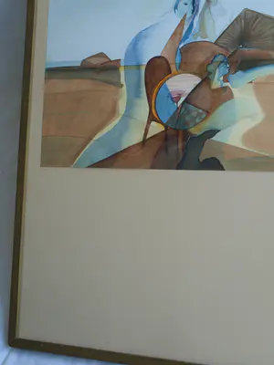 Edwin Engels - Ingelijste aquarel , Landschap – 1975 – Lijst, 97 x 68 cm. kopen? Bied vanaf 60!