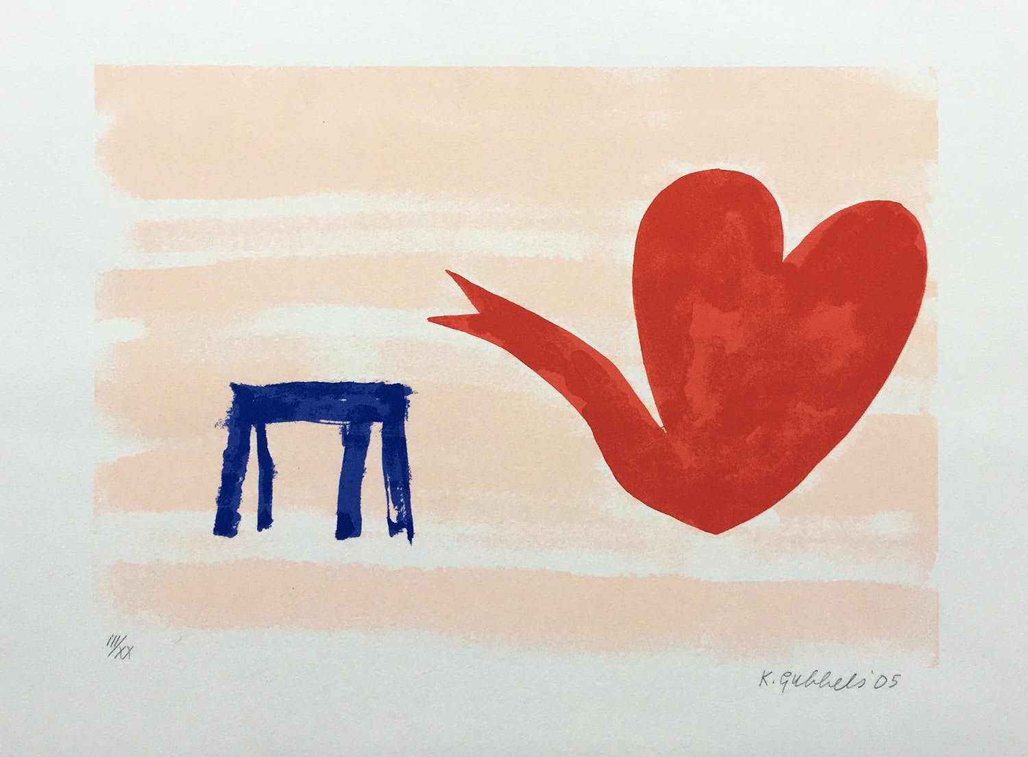 Klaas Gubbels - ‘Hartenkan met tafel’ - zeefdruk - 2005 - oplage XX kopen? Bied vanaf 295!