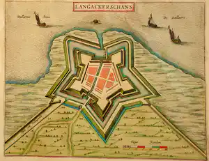 Joan Blaeu - Langakkerschans, Nieuweschans J. Blaeu Oude Gravure 1649 verkauft für € 25!