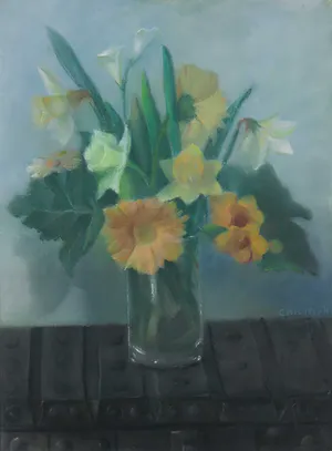 Chiem van Houweninge - Gemengde techniek (pastel, acryl), Bloemstuk - Ingelijst kopen? Bied vanaf 1!