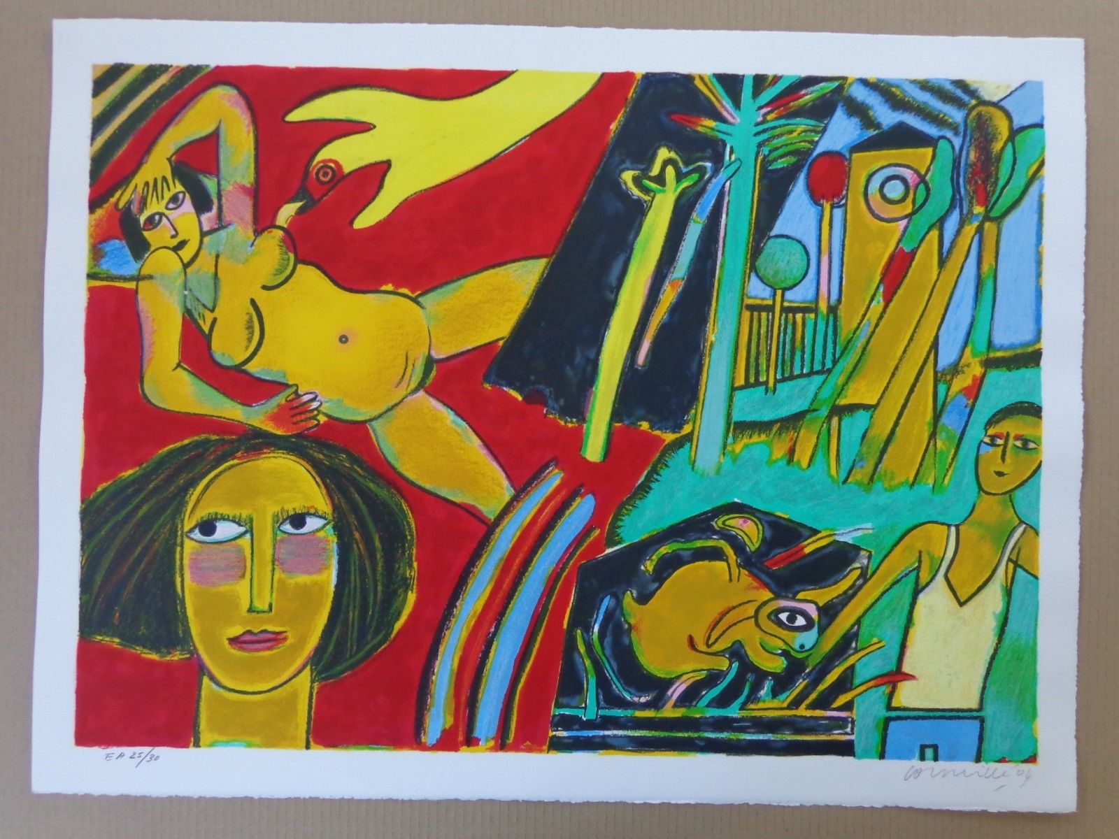 Corneille - GELE NAAKTE VROUW / KLEURLITHO / 57x76cm / SIG / 2004 kopen? Bied vanaf 185!