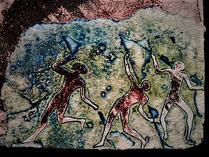 Niet of onleesbaar gesigneerd - Intrigerende oude RELIËFDRUK "de Jacht / la Chasse" - gesigneerd kopen? Bied vanaf 10!