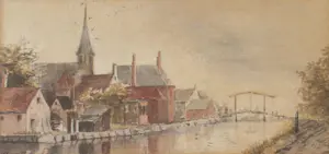 Niet of onleesbaar gesigneerd - 'Dorpsgezicht' - aquarel - onduidelijk gesigneerd kopen? Bied vanaf 1!