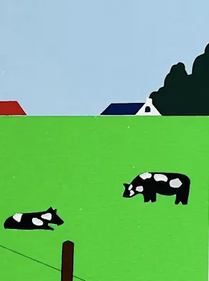 Joseph Willaert - Postzegel met landschap, Zeefdruk, Gesigneerd, 47x58 cm, 1992 kopen? Bied vanaf 490!