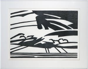 Paul Overhaus - Houtsnede op Japans papier, Boven wad I - Ingelijst kopen? Bied vanaf 1!