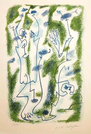 Andre Masson - Litho uit portfolio Documenta Geigy. Das Unbehagen in der Kunst (1965) verkocht voor € 70!