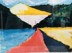 Jan Cremer - Driehoekig landschap met lijst verkocht voor € 335!