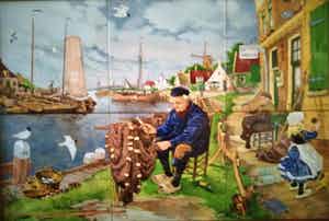 Jan van Hunnik - (1925) Royal Mosa - tegeltableau, Oud Hollands - Keramiek verkocht voor € 1!