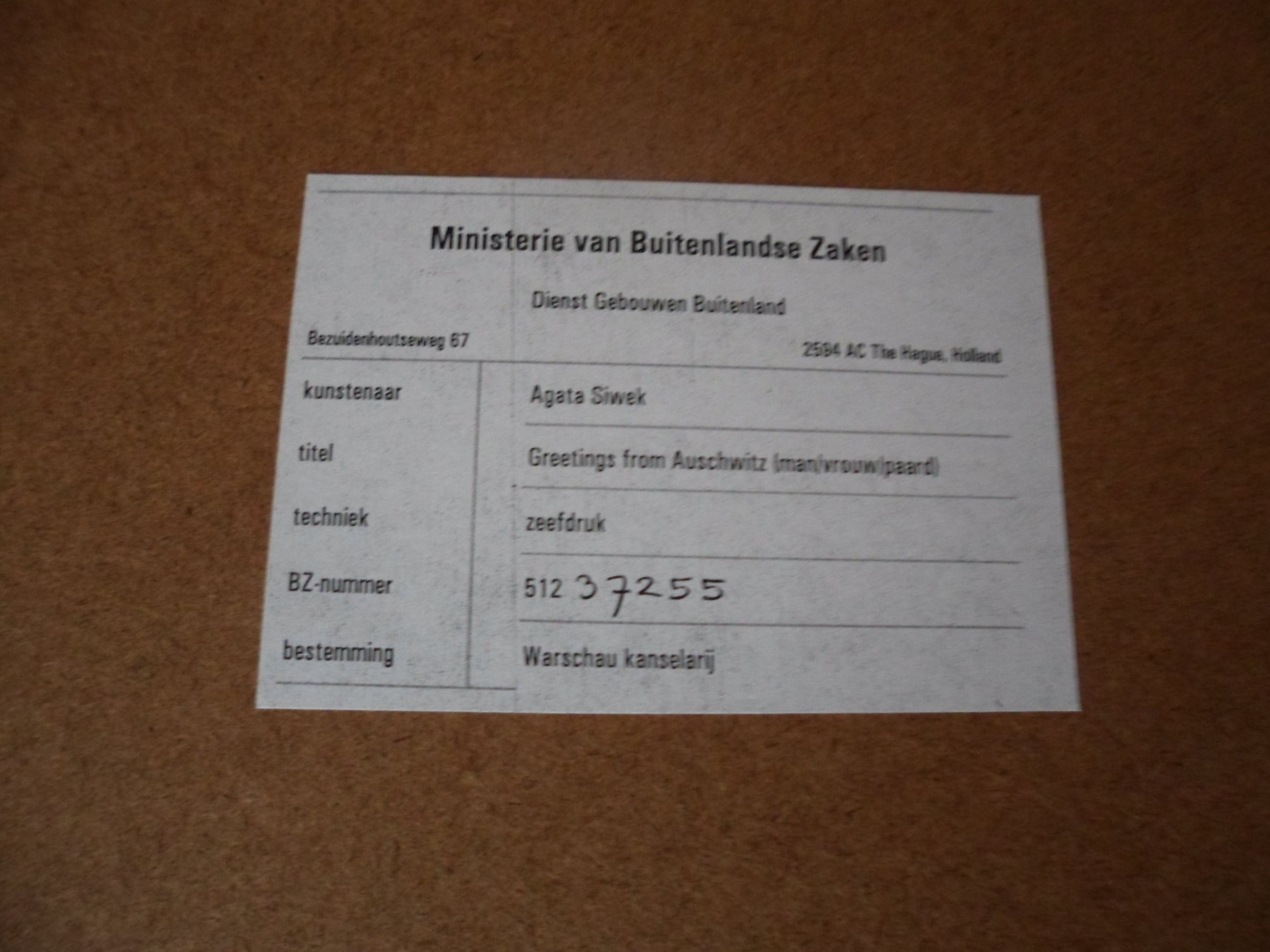 Agata Siwek - Zeefdruk. Titel."Greetings from Auschwitz". kopen? Bied vanaf 30!