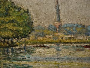 Niet of onleesbaar gesigneerd - gesigneerd Olieverf - Zomer a/d Vliet met Voorschoten op achtergrond kopen? Bied vanaf 1!