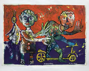 Ruud Cornelisse - Acrylverf op papier - op de step kaufen? Bieten Sie von 90!