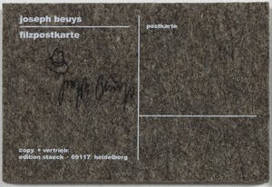Joseph Beuys - Vilt, Gesigneerd Filzpostkarte kopen? Bied vanaf 1!
